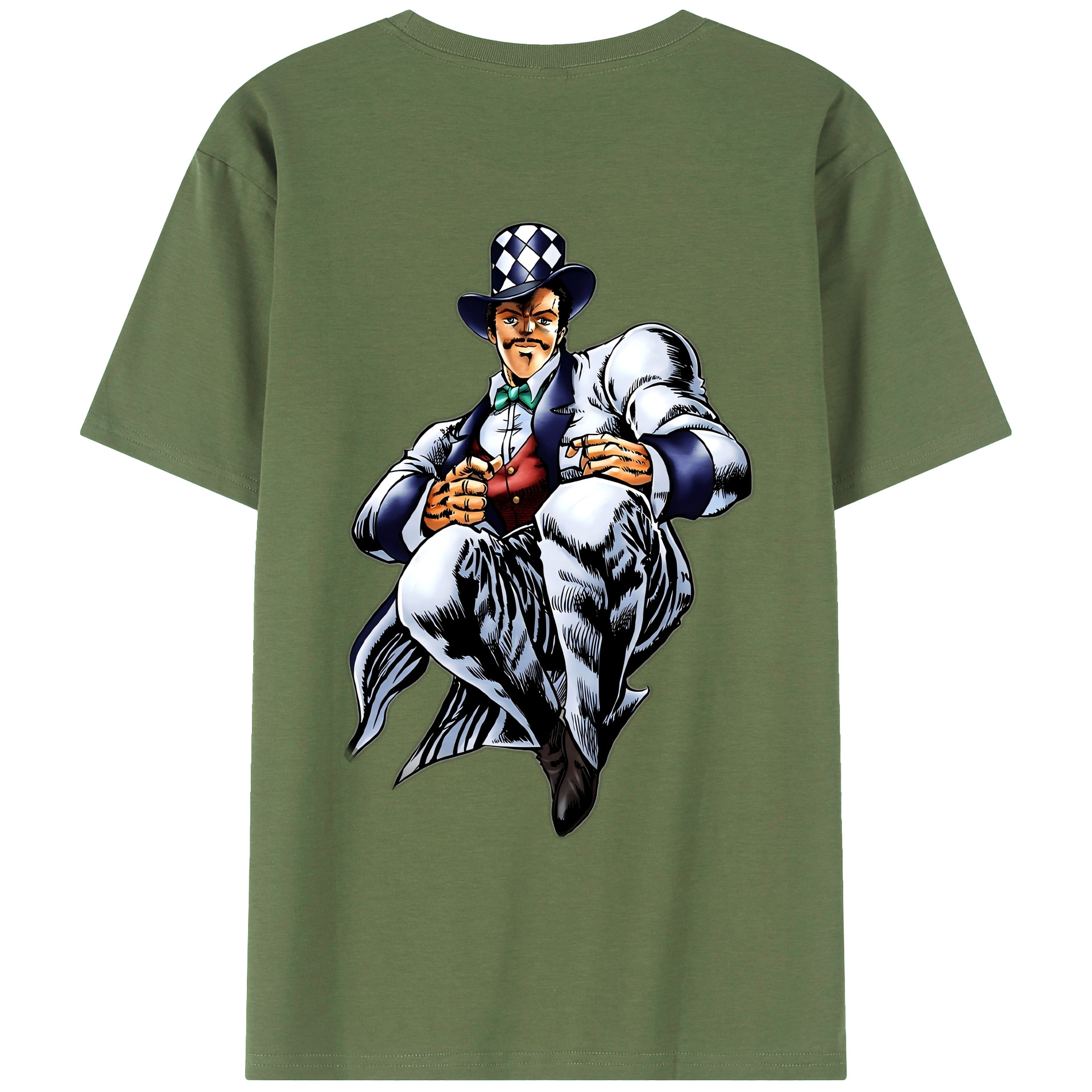 （画像用） ジョジョの奇妙な冒険 ウィル?アントニオ?ツェペリ JoJo's Bizarre Adventure Will Anthonio Zeppeli 綿100％ メンズ半袖Tシャツ（バックプリント） 通気性